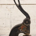 Lot 079 - Antique Cast Iron Embossed Seal Stamp Press With Hand Painted Decoration, Knights Templar Bellows Falls Commandery No. 368, 11-1/2" H
