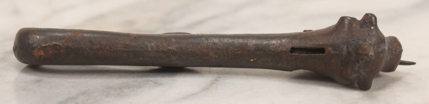 Lot 082 - Antique Cast Iron “Bully Beef” Can Opener With Cow's Head Form And Spike, 6-3/4" L