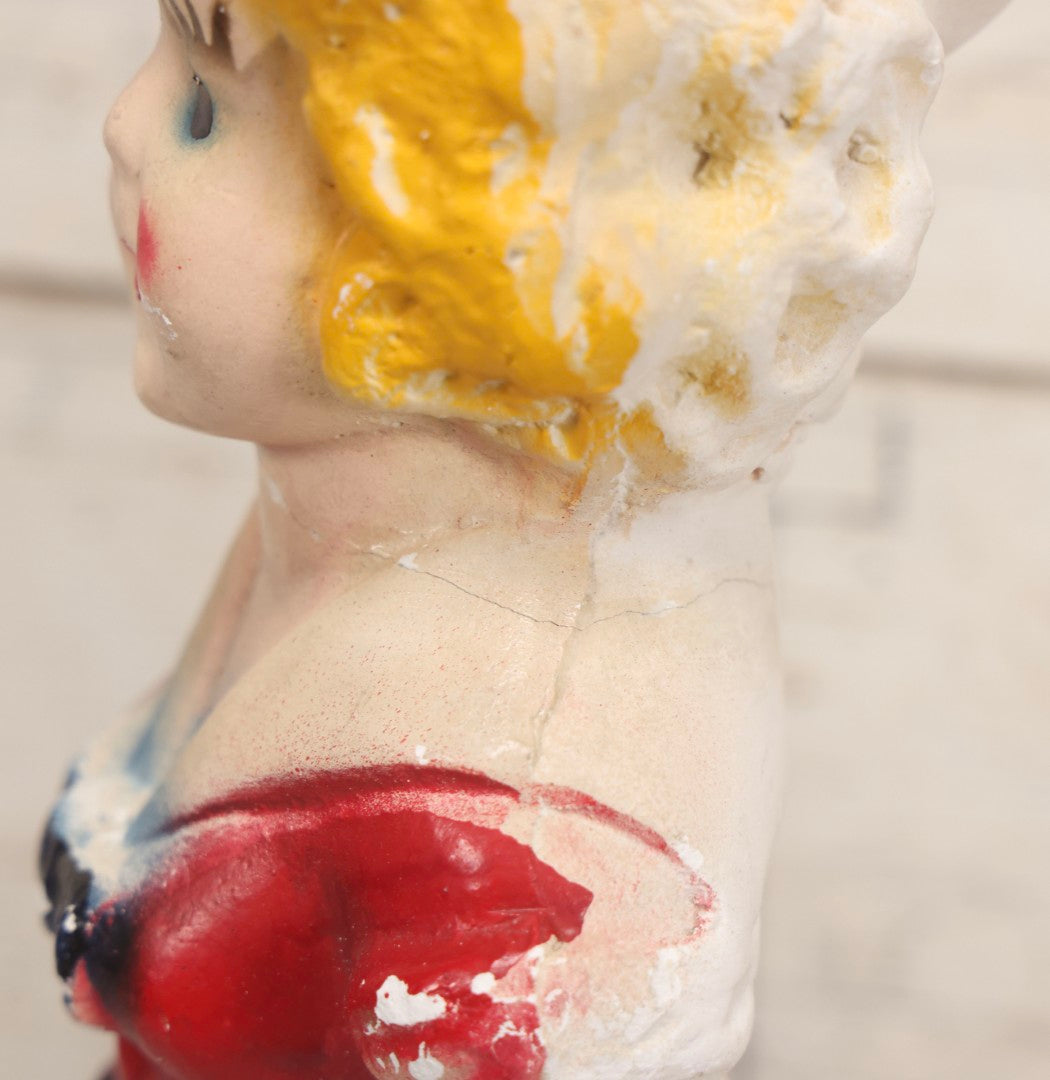 Lot 084 - Pair Of Vintage Chalkware Sailor Man And Sailor Girl Carnival Prize Figures, 13" And 15" H