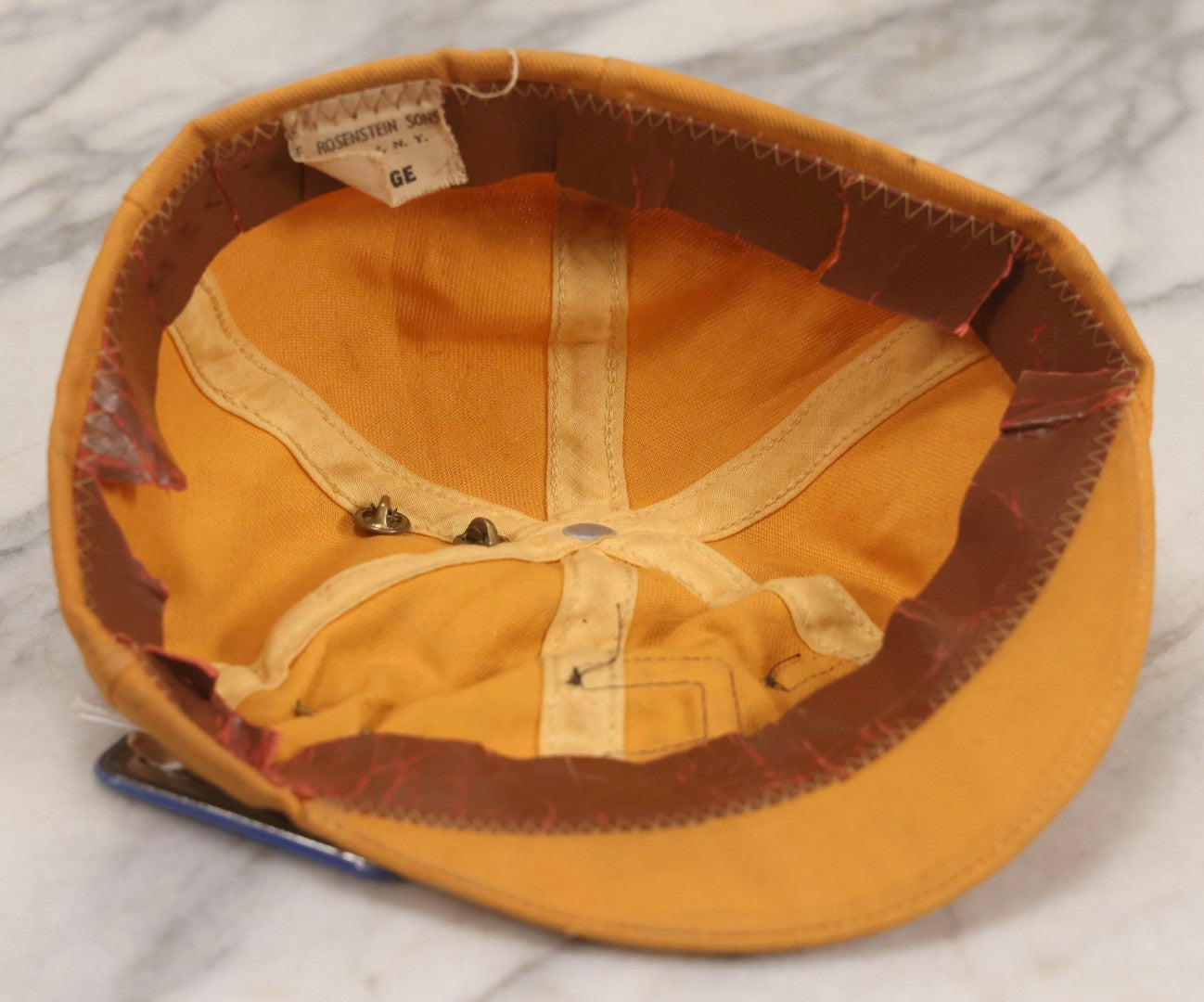 Lot 085 - Vintage Orange Cap With “65” Patch, E. Rosenstein Sons Label, And Two University Pins