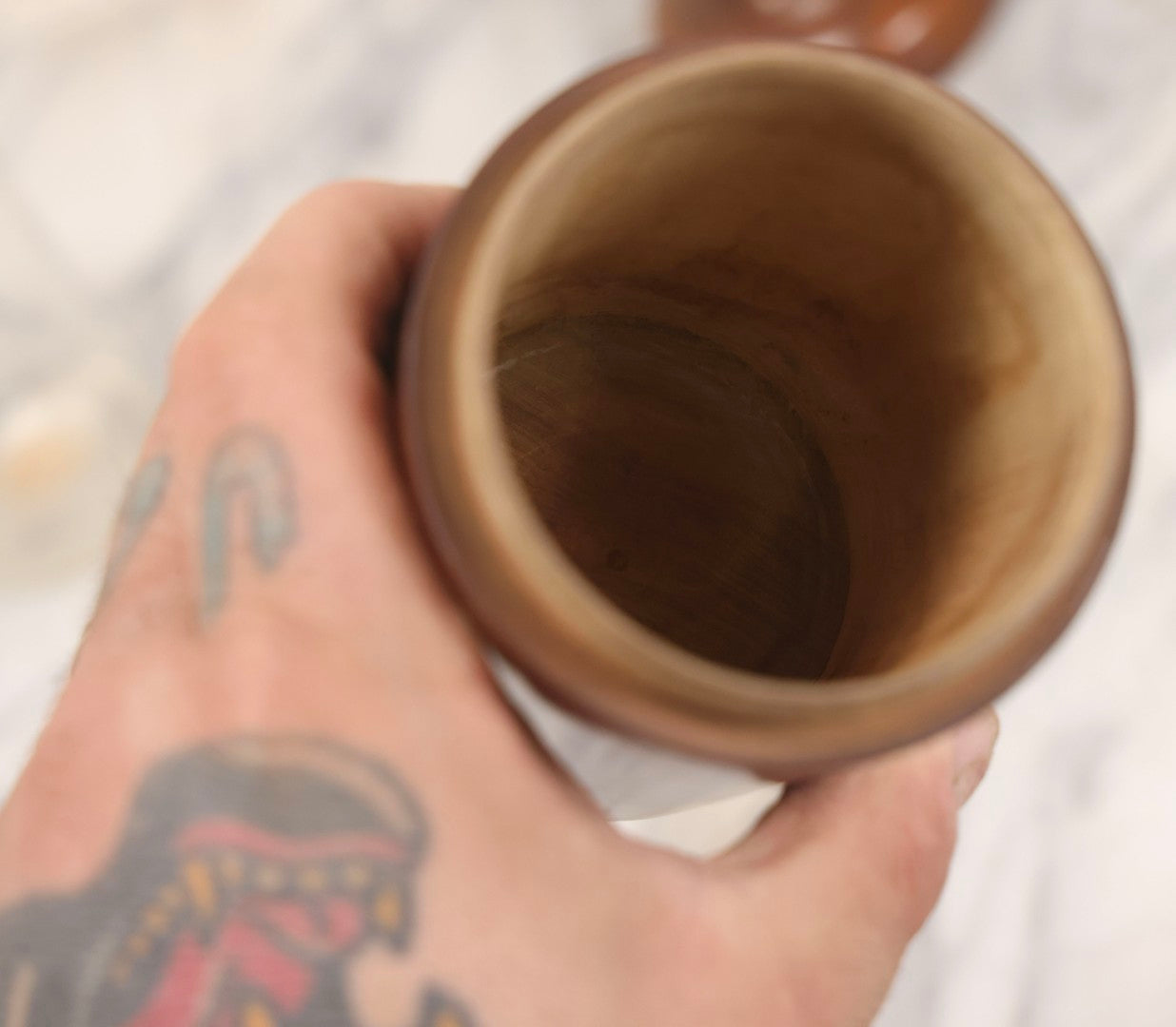 Lot 087 - Antique Solid Turned Wood Bottle Form With Burned Cursive “S. Moritz” Signature