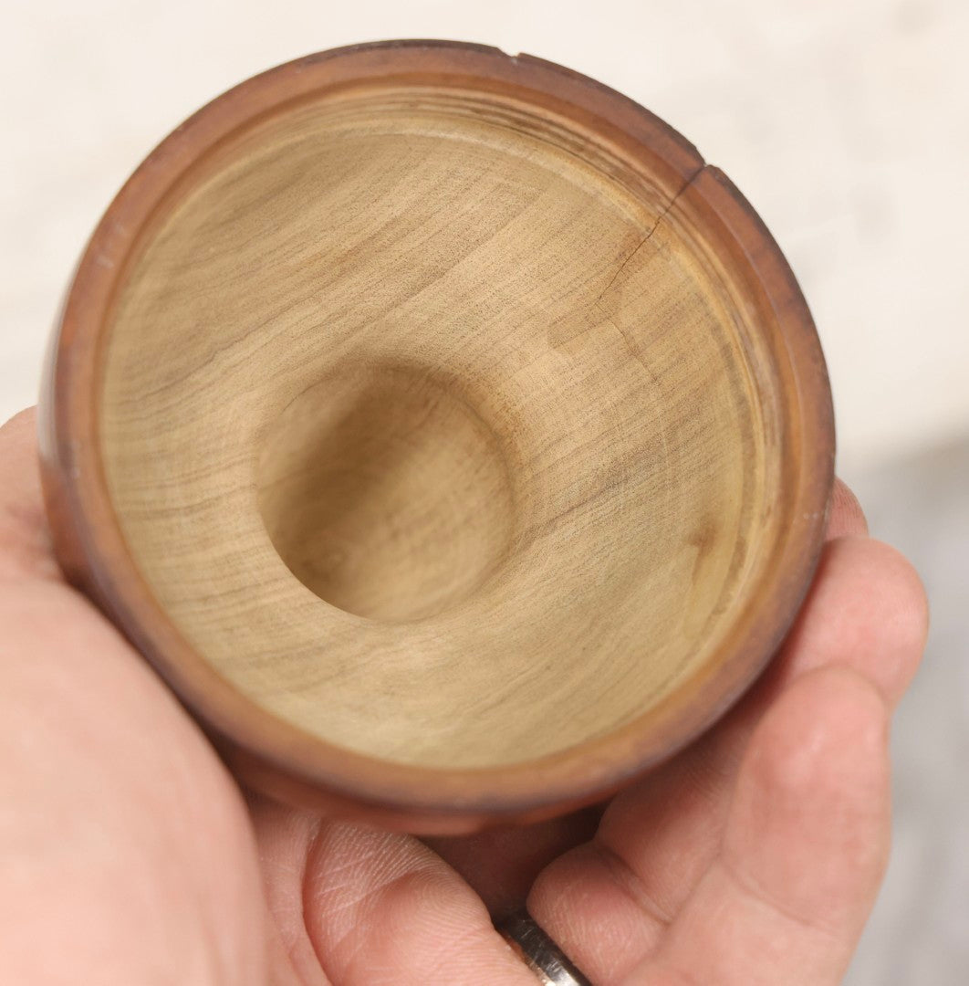 Lot 087 - Antique Solid Turned Wood Bottle Form With Burned Cursive “S. Moritz” Signature