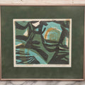 Lot 091 - Vintage Abstract Woodcut “Landscape” By Rita Leff, 1962 Collectors Of American Art Edition, Framed, 16" x 14-1/4"