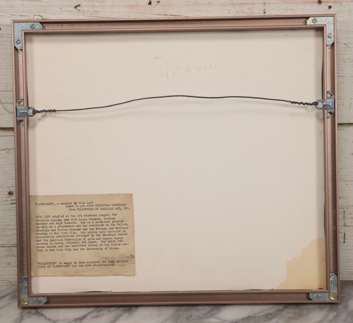 Lot 091 - Vintage Abstract Woodcut “Landscape” By Rita Leff, 1962 Collectors Of American Art Edition, Framed, 16" x 14-1/4"