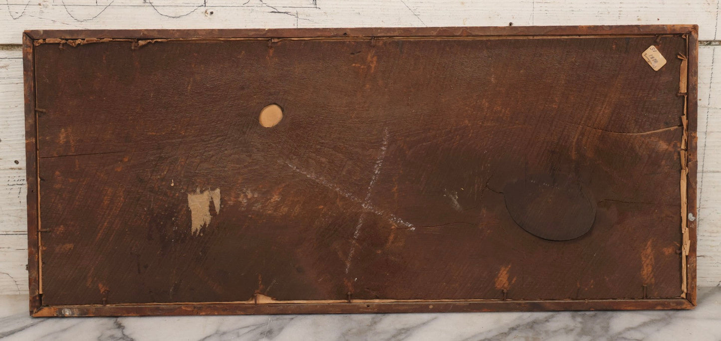 Lot 095 - Antique Victorian Punchwork Embroidery Motto “Forget Me Not” In Inner Frame, 21-3/4" x 9-1/4"