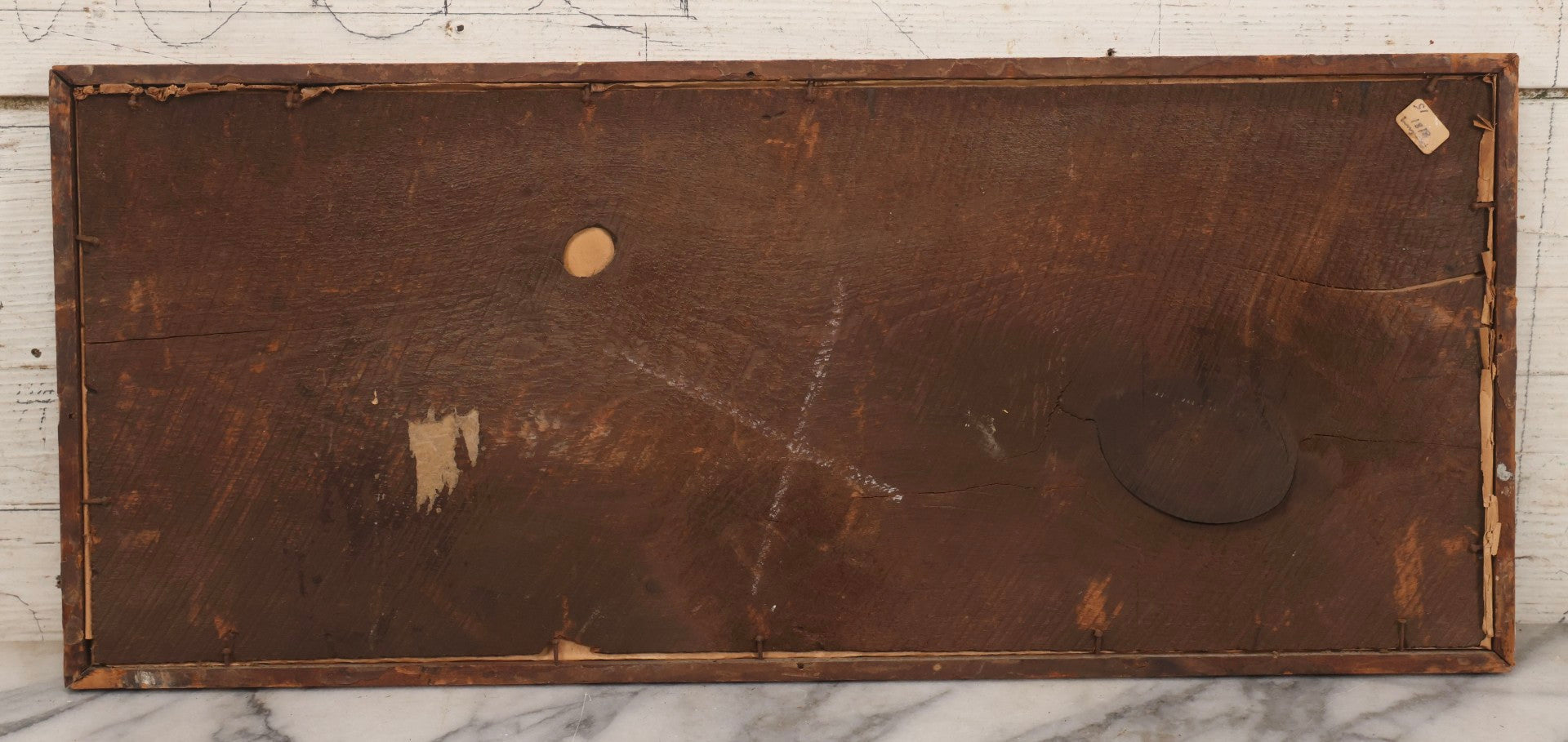 Lot 095 - Antique Victorian Punchwork Embroidery Motto “Forget Me Not” In Inner Frame, 21-3/4" x 9-1/4"