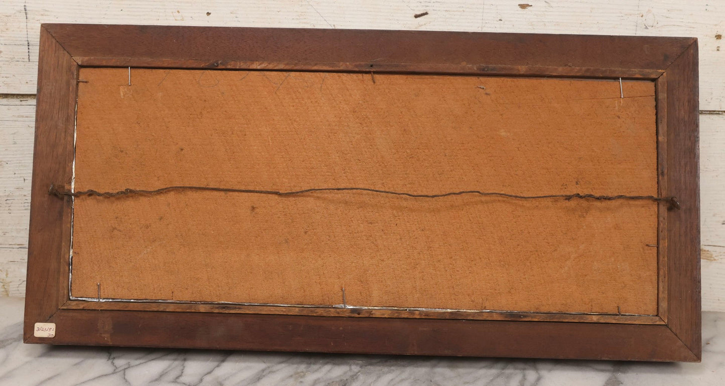 Lot 099 - Antique Victorian Punchwork Embroidery Motto “God Bless Our Home” In Deep Walnut Frame, 24-1/4" x 11-3/4"