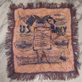 Lot 100 - Vintage World War 2 Era U.S. Navy “Mother And Dad” Silk Pillowcase With Printed Naval Illustrations And Pink-Blue Fringe