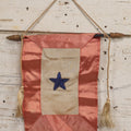 Lot 101 - Antique Sewn Silk Military Service Banner With Pink Panels, White Center, And Embroidered Blue Star