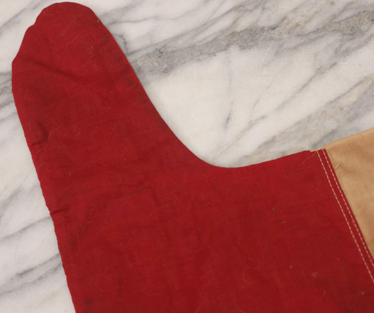 Lot 102 - Antique Handmade Sewn Patriotic Christmas Stocking With Blue Cuff, White Midsection, And Red Foot