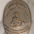 Lot 106 - Antique Pressed Brass Sacred Heart Wall Plaque With “I Will Bless Every Place” Inscription, 3-1/8" x 4-7/8"