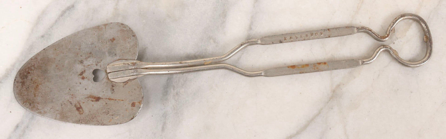 Lot 114 - Vintage Steel Advertising Spatula For Albers Flapjack Flour And Peacock Buckwheat Flour, Patented, With Heart Cutout, 11-1/8" L
