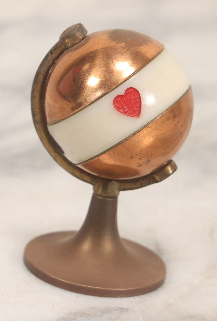 Lot 115 - Vintage Brass And Copper Spinning Trump Whist Marker Paperweight With Suit Motif Band, 2-3/4" H