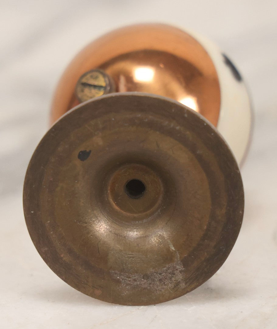 Lot 115 - Vintage Brass And Copper Spinning Trump Whist Marker Paperweight With Suit Motif Band, 2-3/4" H