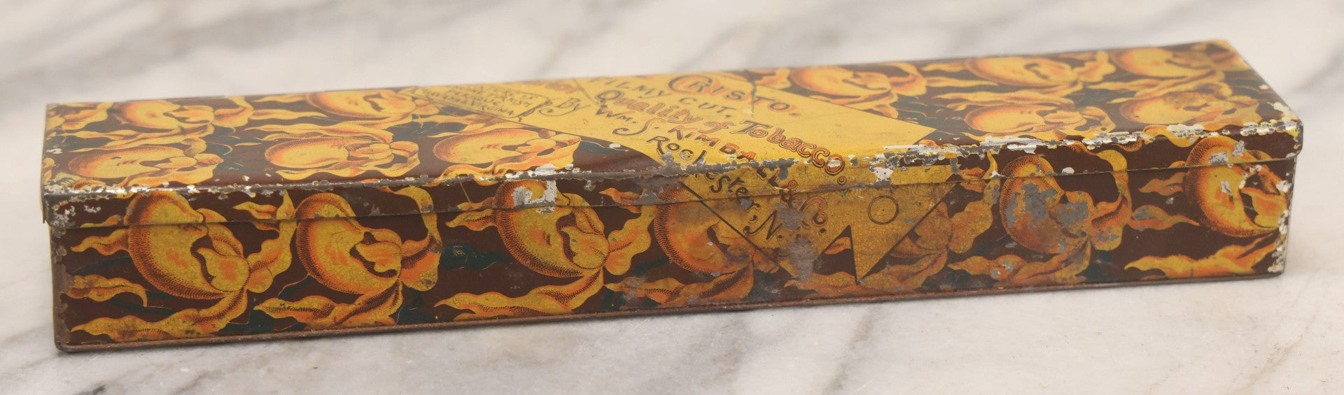 Lot 116 - Antique Wm. S. Kimball & Co. “Monte Cristo” Tobacco Tin With Hinged Lid And Color Lithographed Decoration