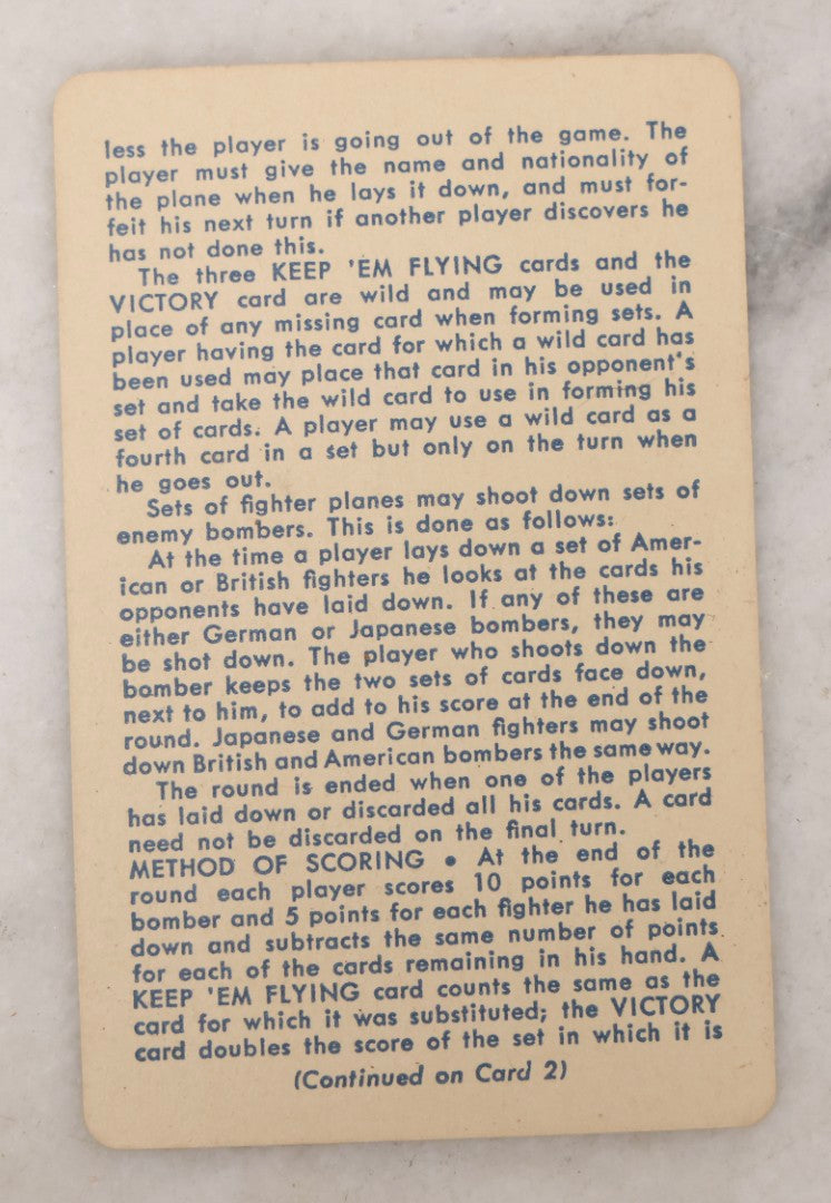 Lot 117 - Vintage "Squadron Scramble" WWII Aviation Card Game, Complete Deck With Instructions, Whitman Publishing Co., Circa 1942