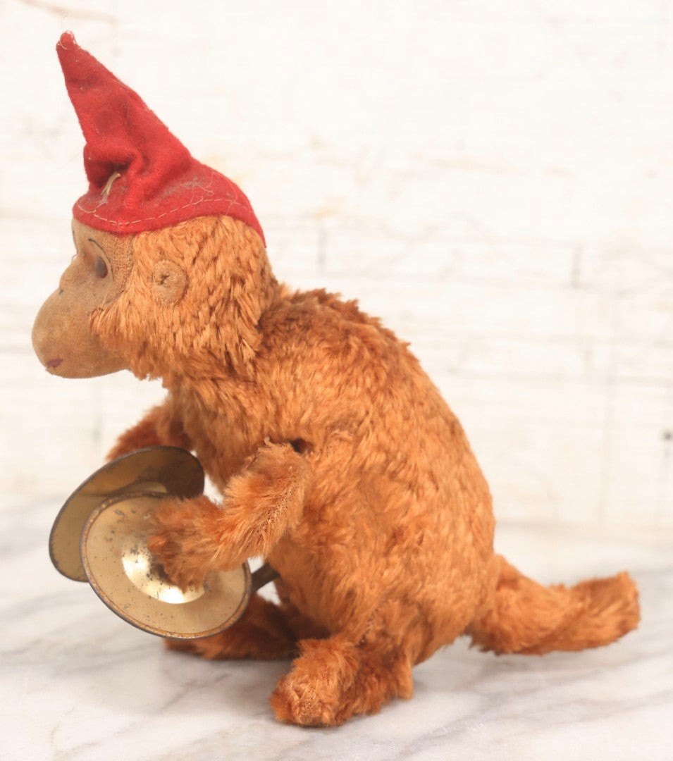 Lot 120 - Vintage Wind-Up Cymbal Toy Monkey Jolly Chimp With Red Felt Cap, Note Not Working