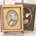 Lot 124 - Antique 1/9th Plate Daguerreotype Photograph Of Bearded Man In Split Lacquered Case With Mother-Of-Pearl Inlay