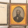Lot 131 - Antique 1/9th Plate Ambrotype Photograph Of Bearded Man, Identified As “Jos. Johnson,” In Full Leatherette Folding Case, Photographed By Rehn, Circa 1854, Note Wear