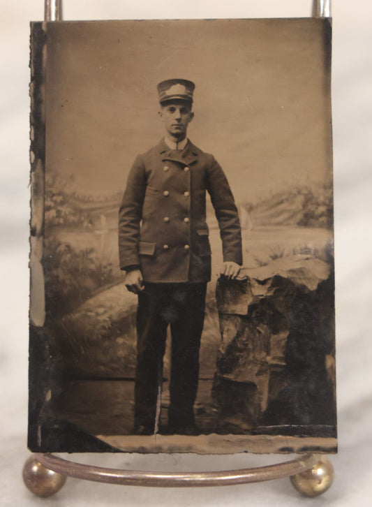 Lot 132 - Antique Tintype Photograph Of Uniformed Railroad Or Transportation Employee, Uncased