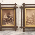 Lot 133 - Grouping Of Four Antique Victorian Wooden Double Frames With Gold Inner Borders And Decorative Cross-Bar Ornaments