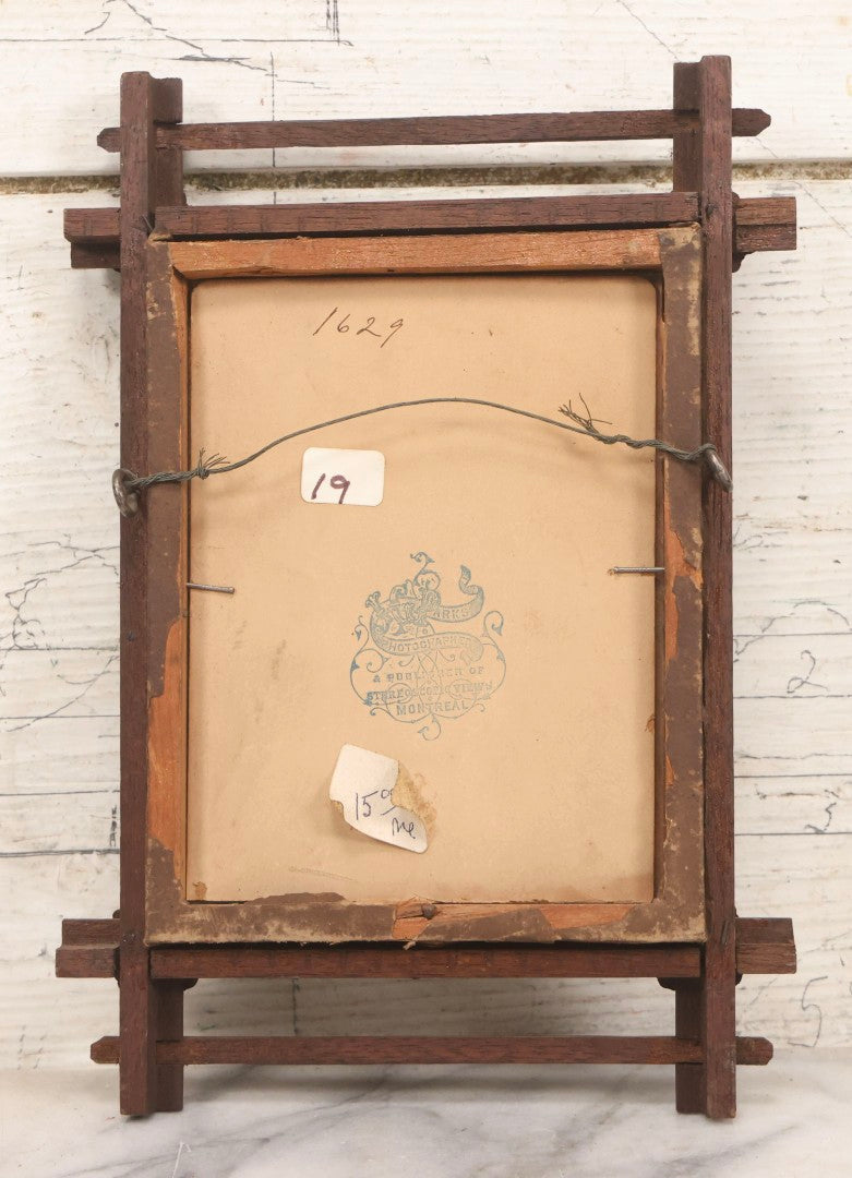 Lot 133 - Grouping Of Four Antique Victorian Wooden Double Frames With Gold Inner Borders And Decorative Cross-Bar Ornaments