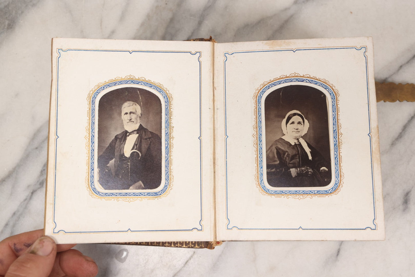 Lot 139 - Antique Portrait Photograph Album With 38 Carte De Visite C.D.V.. Photographs And One Tintype, Many Identified In Pencil