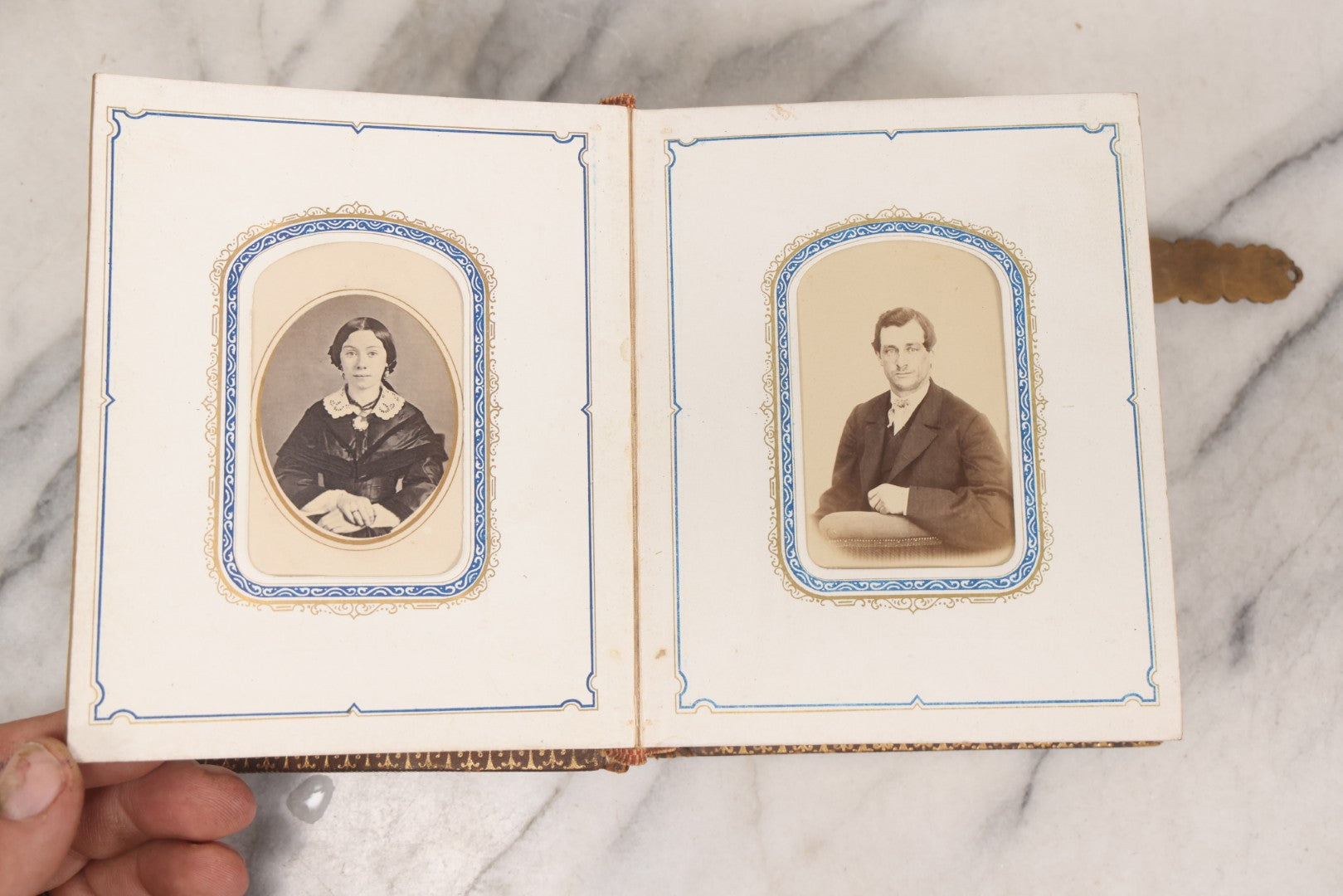 Lot 139 - Antique Portrait Photograph Album With 38 Carte De Visite C.D.V.. Photographs And One Tintype, Many Identified In Pencil
