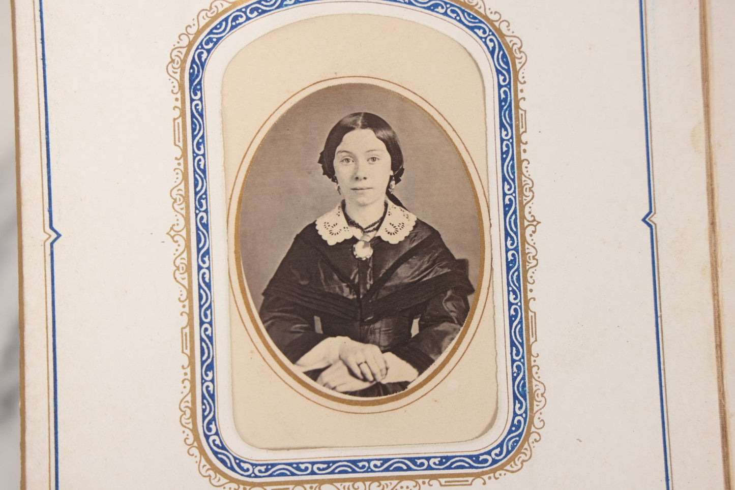 Lot 139 - Antique Portrait Photograph Album With 38 Carte De Visite C.D.V.. Photographs And One Tintype, Many Identified In Pencil