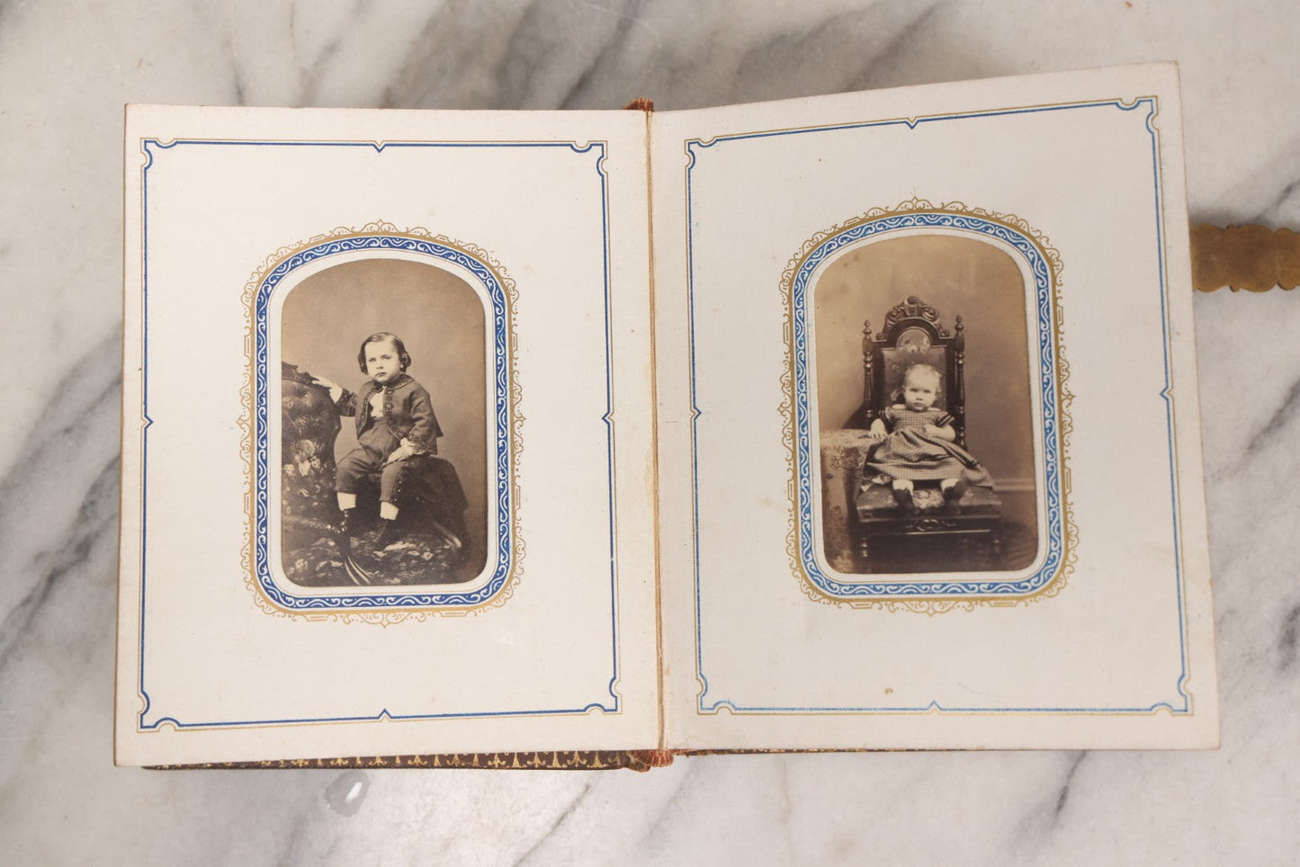 Lot 139 - Antique Portrait Photograph Album With 38 Carte De Visite C.D.V.. Photographs And One Tintype, Many Identified In Pencil