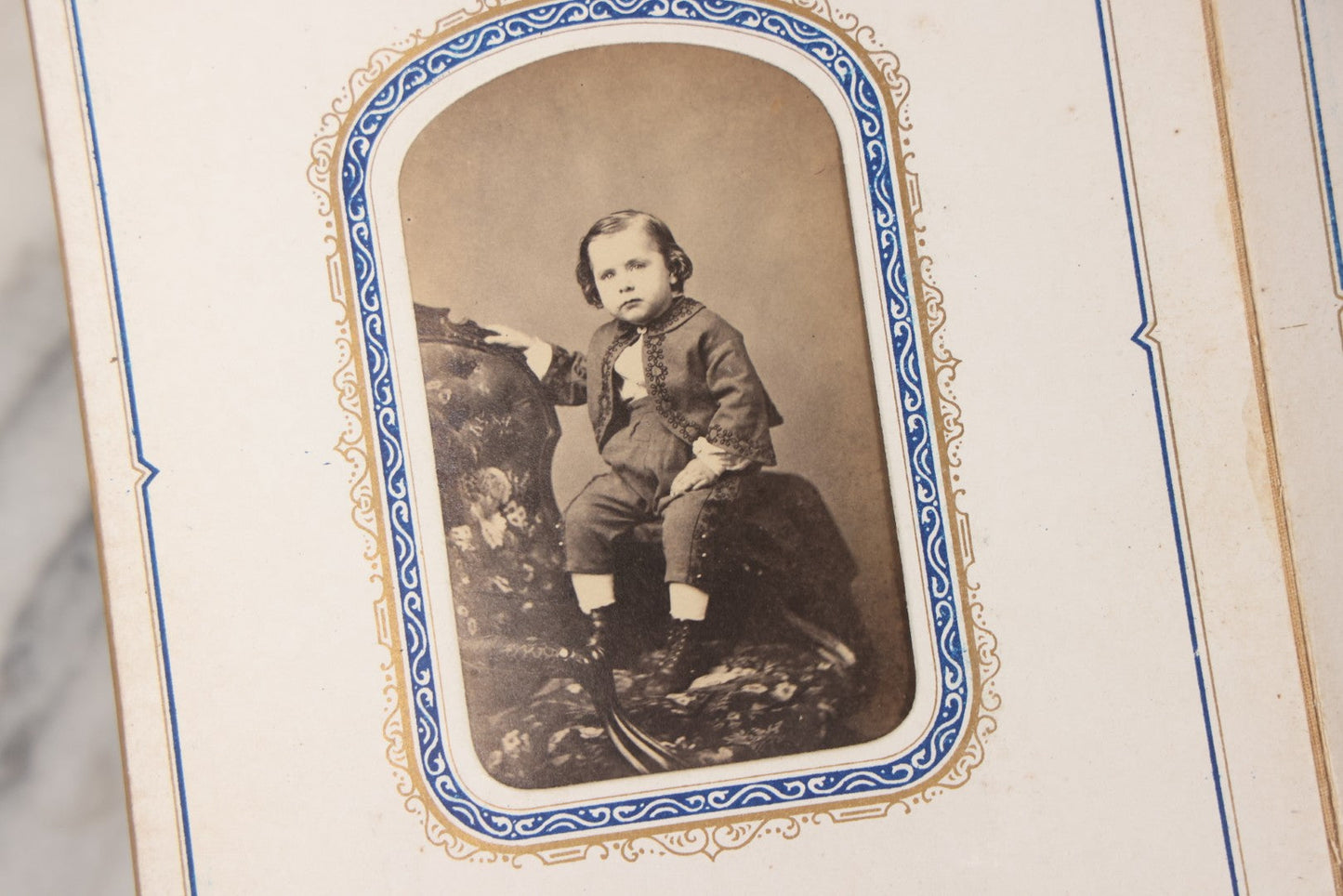 Lot 139 - Antique Portrait Photograph Album With 38 Carte De Visite C.D.V.. Photographs And One Tintype, Many Identified In Pencil