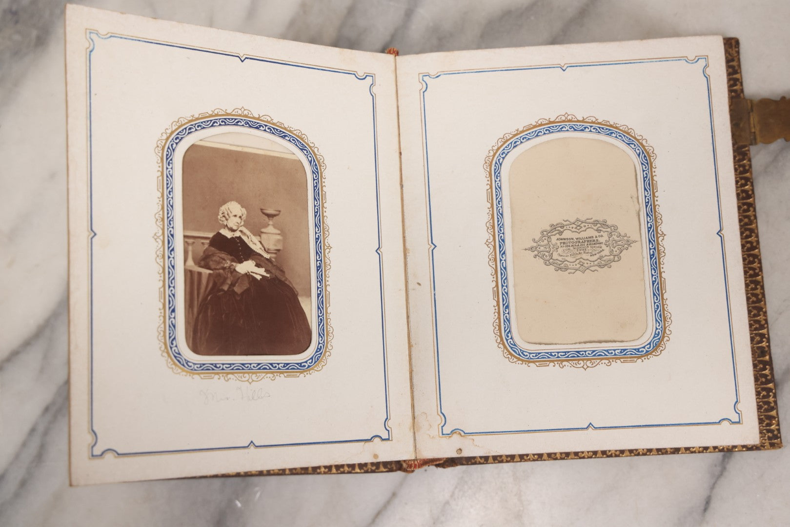 Lot 139 - Antique Portrait Photograph Album With 38 Carte De Visite C.D.V.. Photographs And One Tintype, Many Identified In Pencil