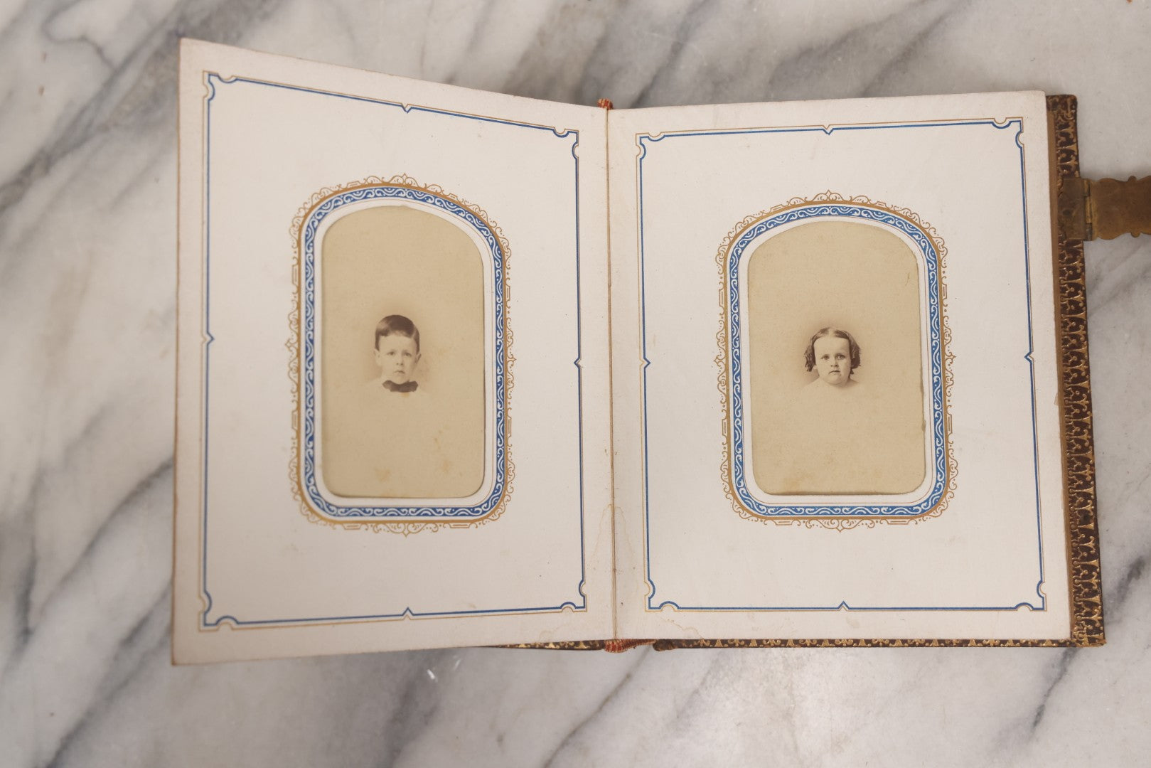 Lot 139 - Antique Portrait Photograph Album With 38 Carte De Visite C.D.V.. Photographs And One Tintype, Many Identified In Pencil