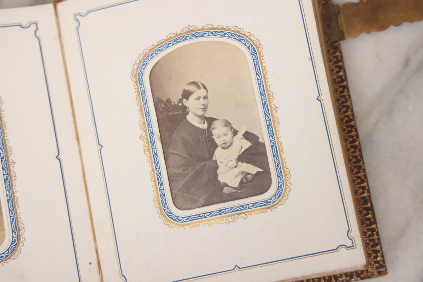 Lot 139 - Antique Portrait Photograph Album With 38 Carte De Visite C.D.V.. Photographs And One Tintype, Many Identified In Pencil