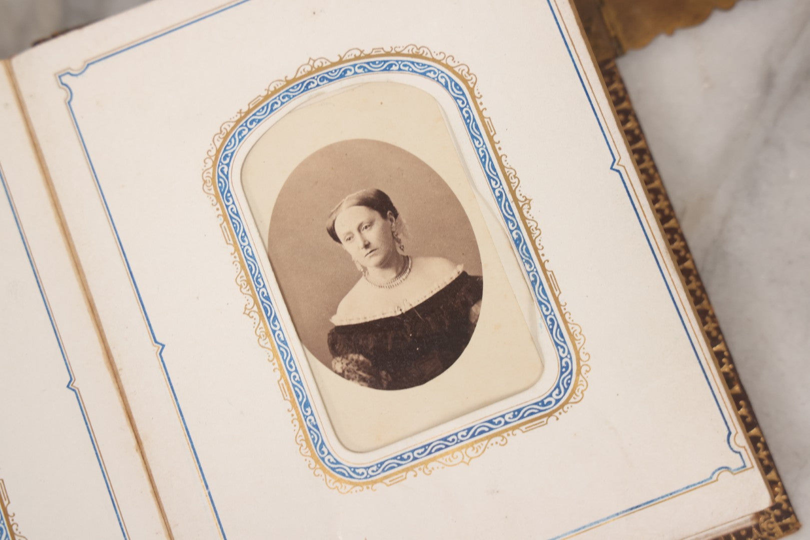 Lot 139 - Antique Portrait Photograph Album With 38 Carte De Visite C.D.V.. Photographs And One Tintype, Many Identified In Pencil