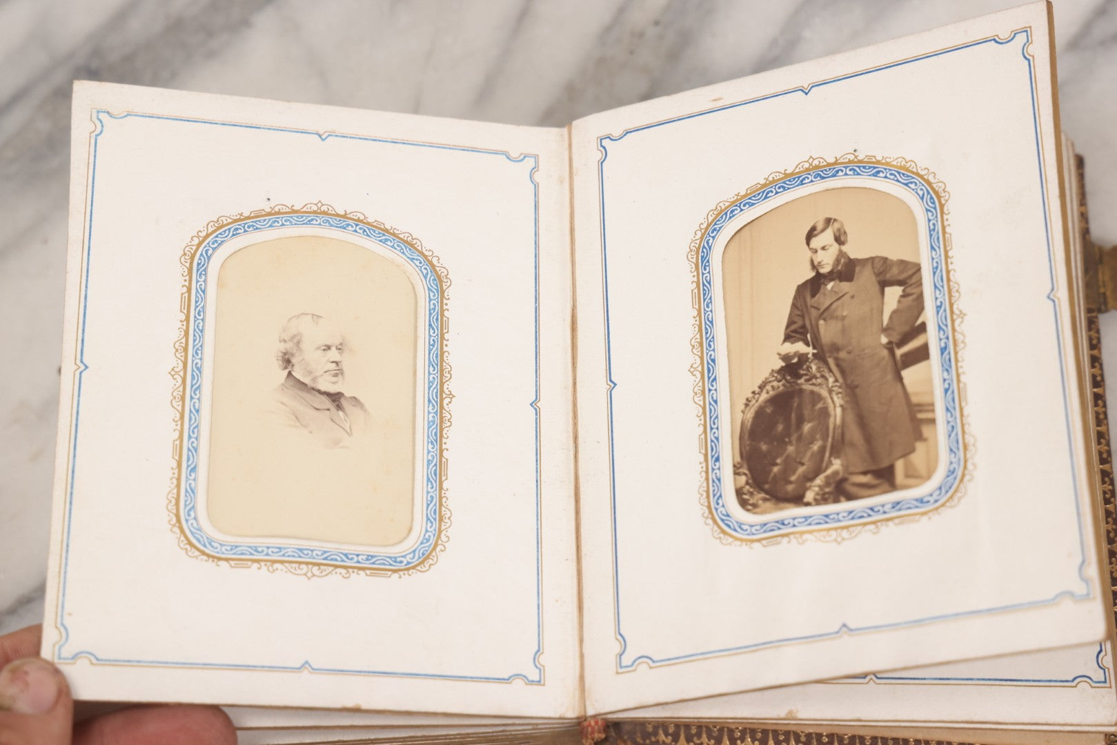 Lot 139 - Antique Portrait Photograph Album With 38 Carte De Visite C.D.V.. Photographs And One Tintype, Many Identified In Pencil