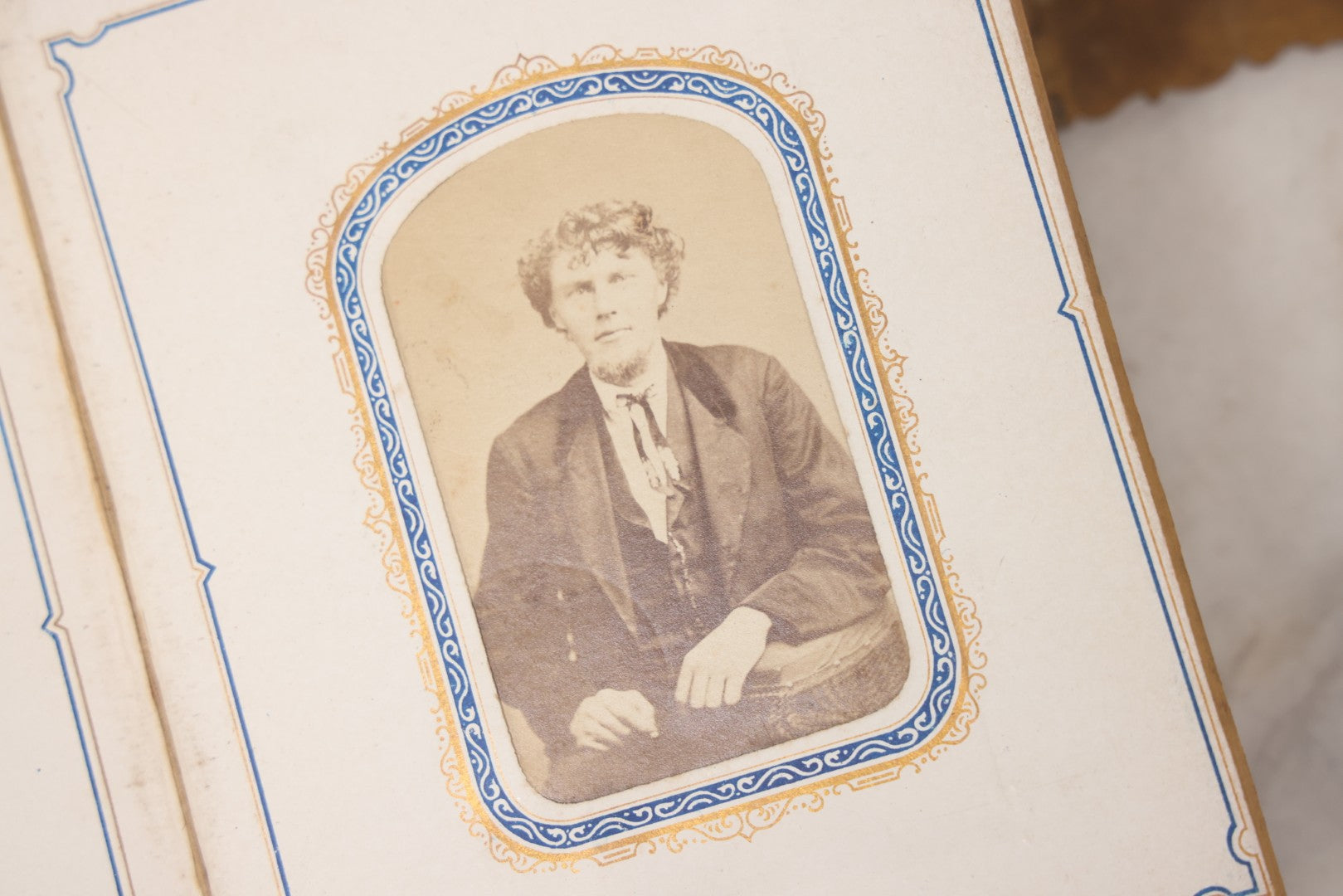 Lot 139 - Antique Portrait Photograph Album With 38 Carte De Visite C.D.V.. Photographs And One Tintype, Many Identified In Pencil