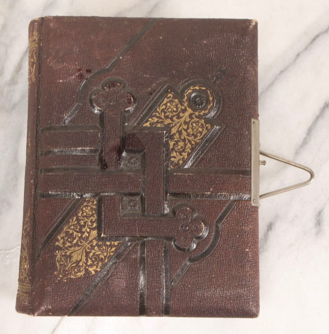 Lot 140 - Antique Portrait Photograph Album With 15 Carte De Visite C.D.V.., 2 Cabinet Card, And 3 Tintype Photographs Of Men, Women, And Children