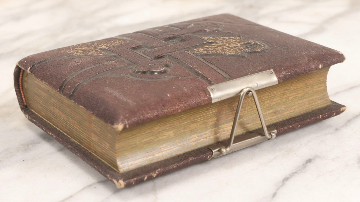 Lot 140 - Antique Portrait Photograph Album With 15 Carte De Visite C.D.V.., 2 Cabinet Card, And 3 Tintype Photographs Of Men, Women, And Children