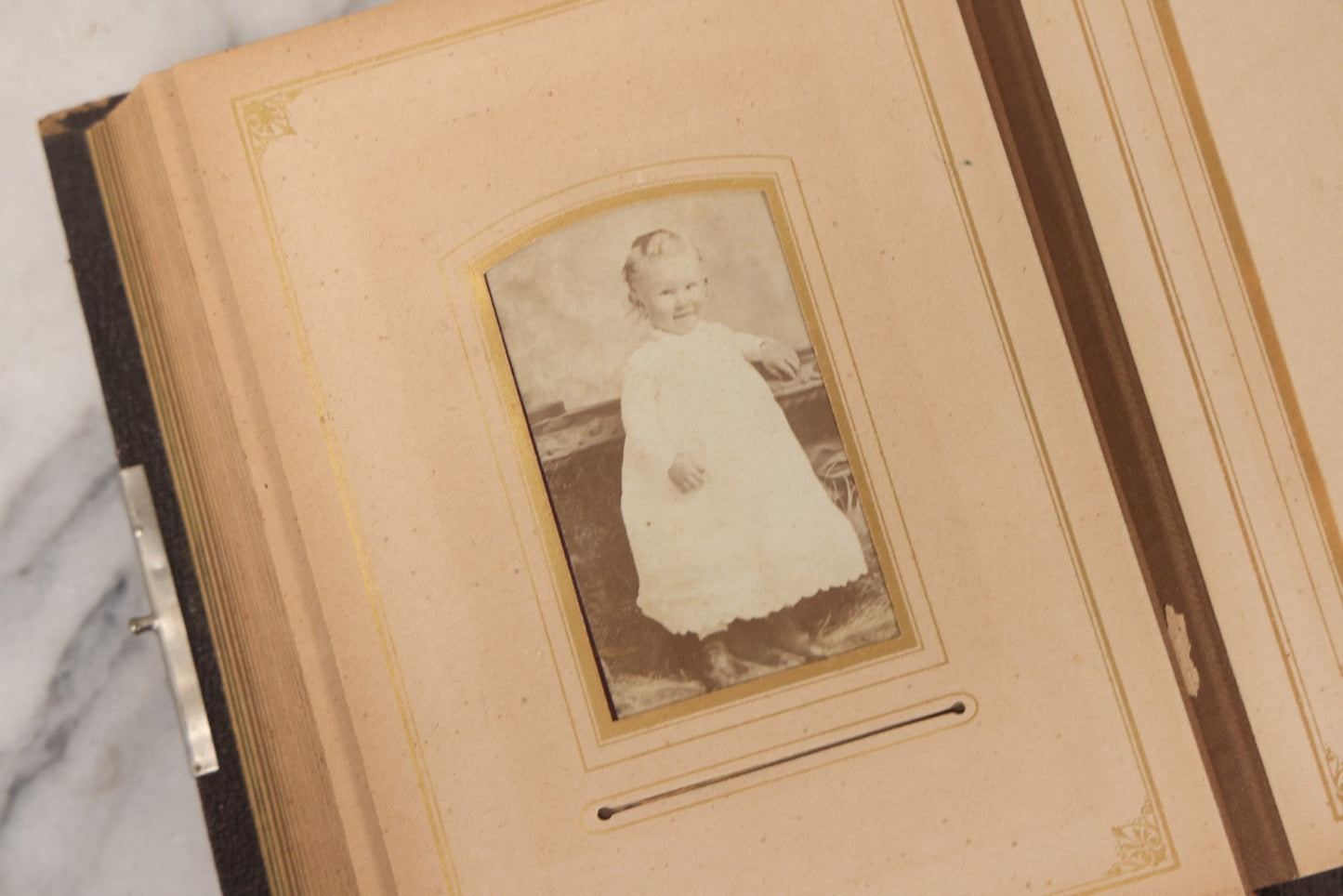 Lot 140 - Antique Portrait Photograph Album With 15 Carte De Visite C.D.V.., 2 Cabinet Card, And 3 Tintype Photographs Of Men, Women, And Children