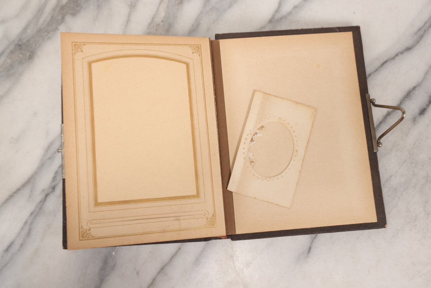 Lot 140 - Antique Portrait Photograph Album With 15 Carte De Visite C.D.V.., 2 Cabinet Card, And 3 Tintype Photographs Of Men, Women, And Children