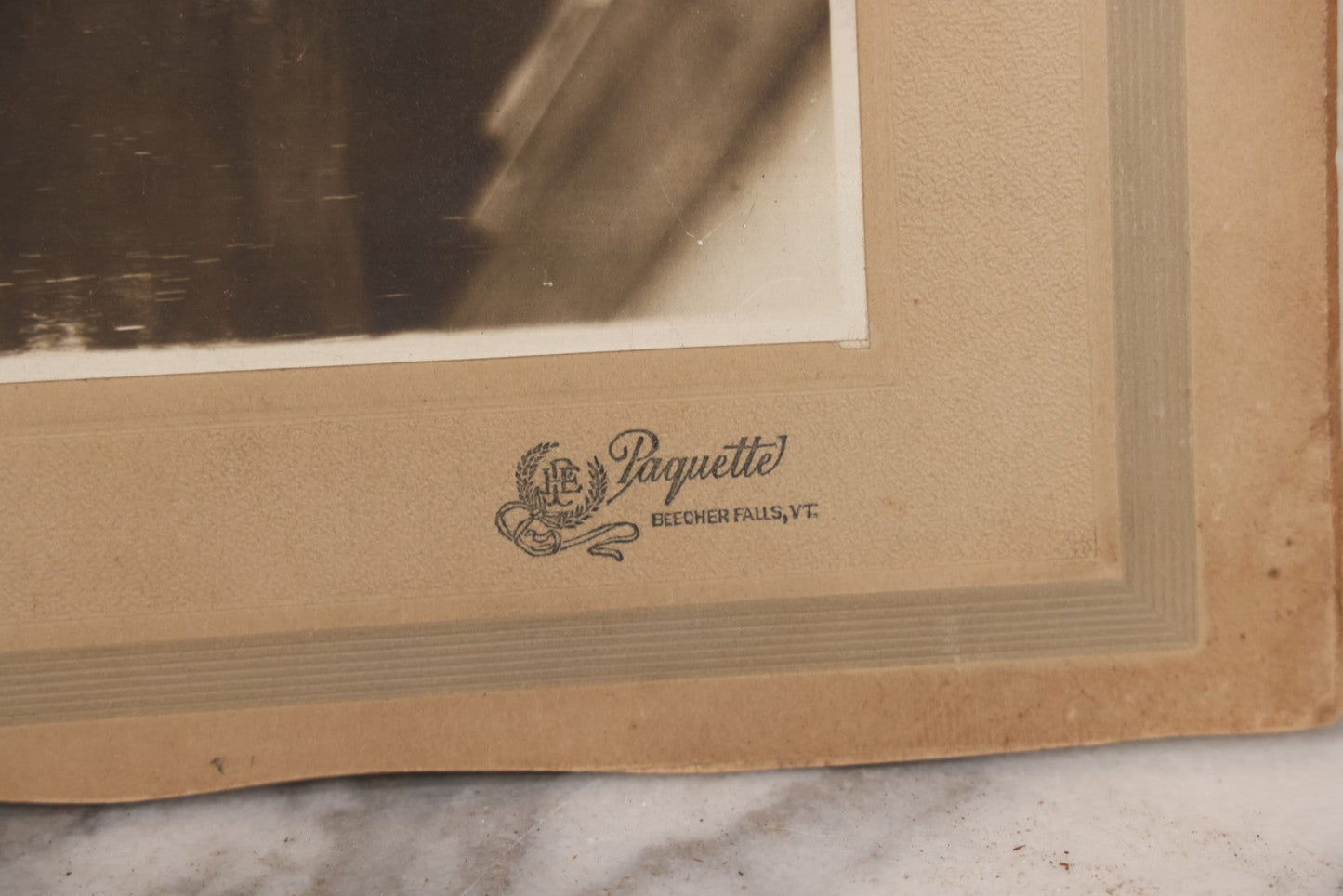 Lot 143 - Antique Boarded Photograph Of Crowd Overlooking Car Accident Scene Above River, Recovery In Progress, Photographed By Paquette, Beecher Falls, Vermont, Circa 1920