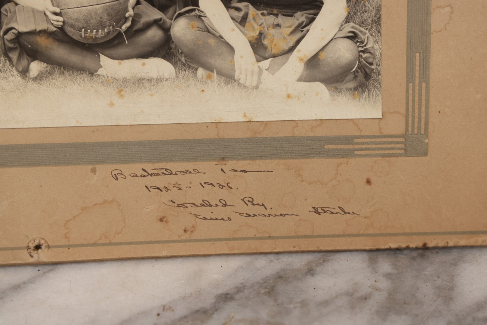 Lot 146 - Antique Boarded Photograph Of Women's Basketball Team Posing With Ball, 1925–1926 Season, With Handwritten Note