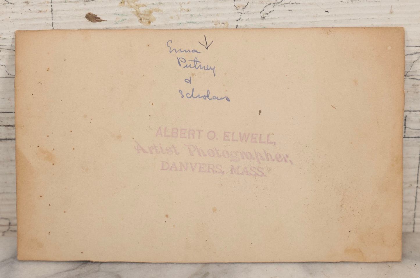Lot 147 - Pair Of Antique Boarded Photographs Of Schoolchildren Outside Schoolhouse, Identified As Emma Putney Clough And Schoolmates, One With Albert O. Elwell Danvers, Massachusetts Backmark