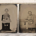 Lot 148 - Grouping Of Four Antique Full Plate Tintype Photographs Of Children In Studio Settings
