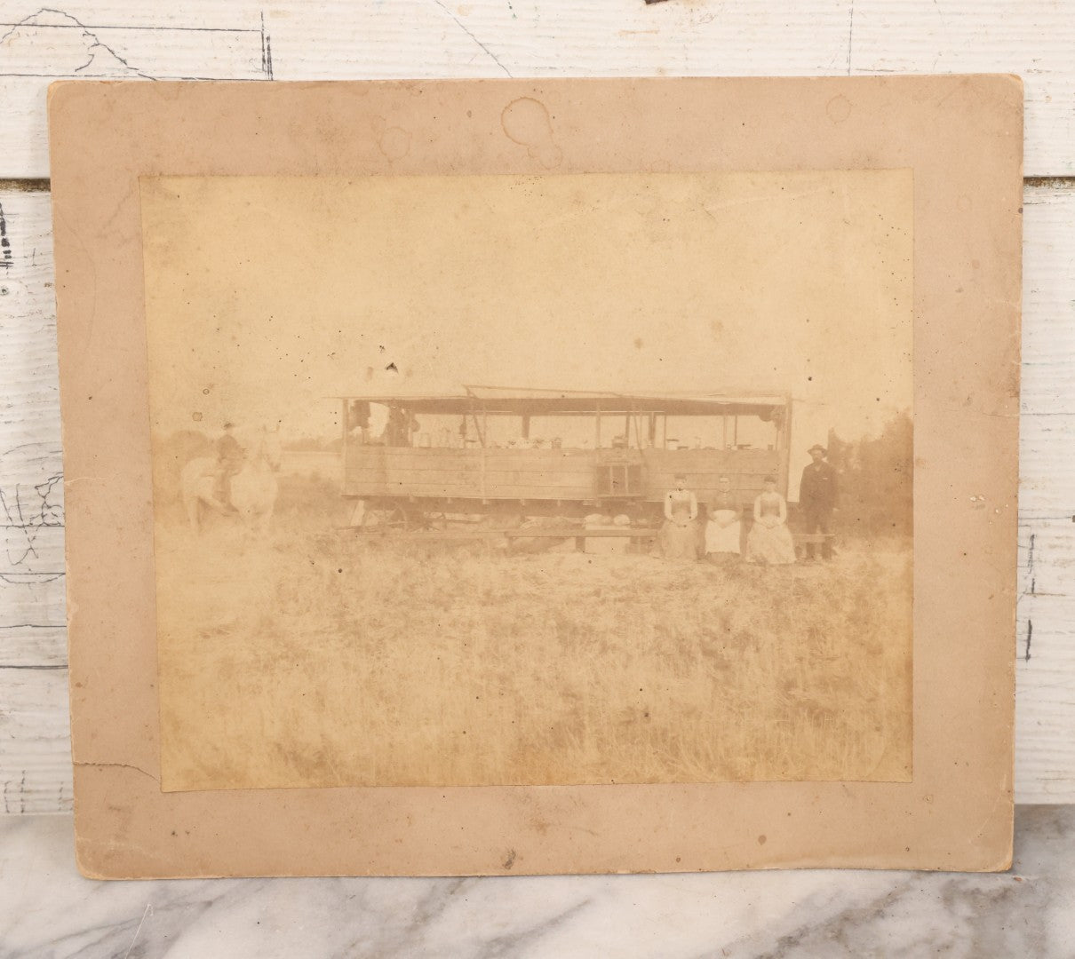 Lot 149 - Trio Of Antique Agricultural Boarded Photographs In Leather Folder Of William F. Mott, Showing Threshing Crew, Grain-Threshing Apparatus, And Hop Yard