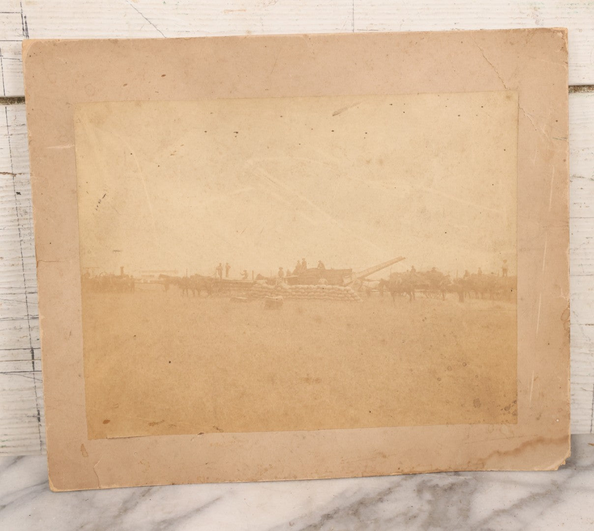 Lot 149 - Trio Of Antique Agricultural Boarded Photographs In Leather Folder Of William F. Mott, Showing Threshing Crew, Grain-Threshing Apparatus, And Hop Yard