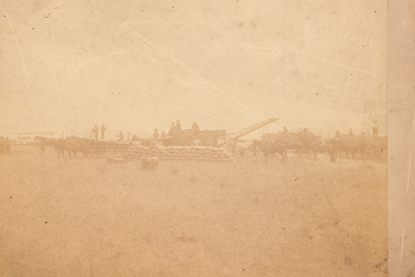 Lot 149 - Trio Of Antique Agricultural Boarded Photographs In Leather Folder Of William F. Mott, Showing Threshing Crew, Grain-Threshing Apparatus, And Hop Yard