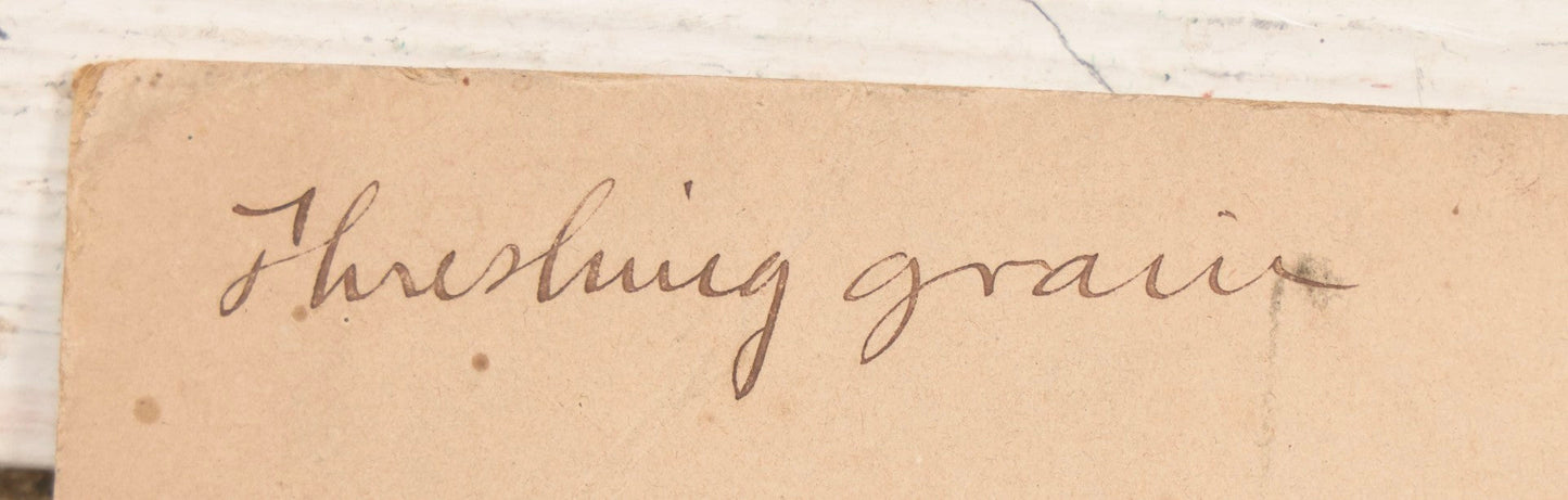 Lot 149 - Trio Of Antique Agricultural Boarded Photographs In Leather Folder Of William F. Mott, Showing Threshing Crew, Grain-Threshing Apparatus, And Hop Yard