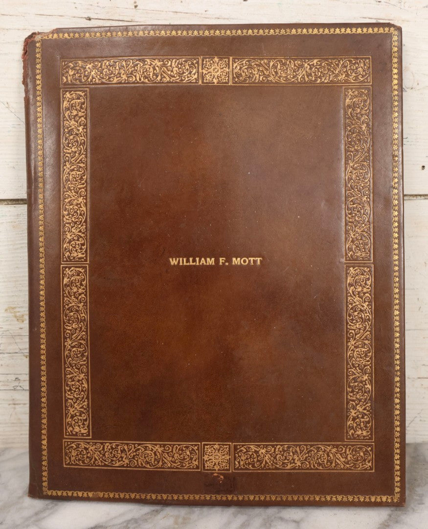 Lot 149 - Trio Of Antique Agricultural Boarded Photographs In Leather Folder Of William F. Mott, Showing Threshing Crew, Grain-Threshing Apparatus, And Hop Yard